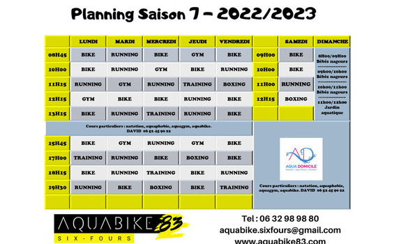 Planning saison 7 – 2022/2023